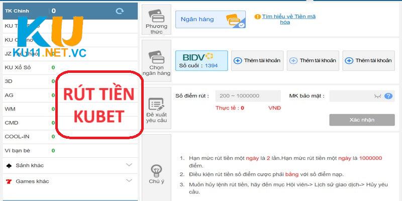 Rút tiền Ku11 trên máy vi tính đơn giản